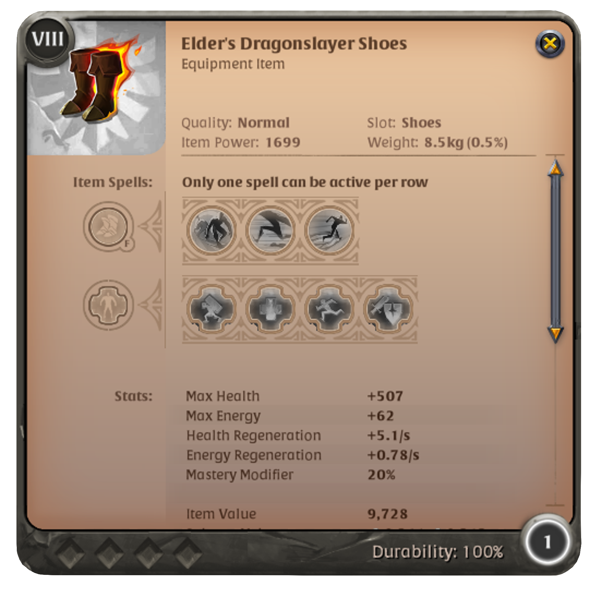 Dragonslayer Shoes item details and abilities in Albion Online