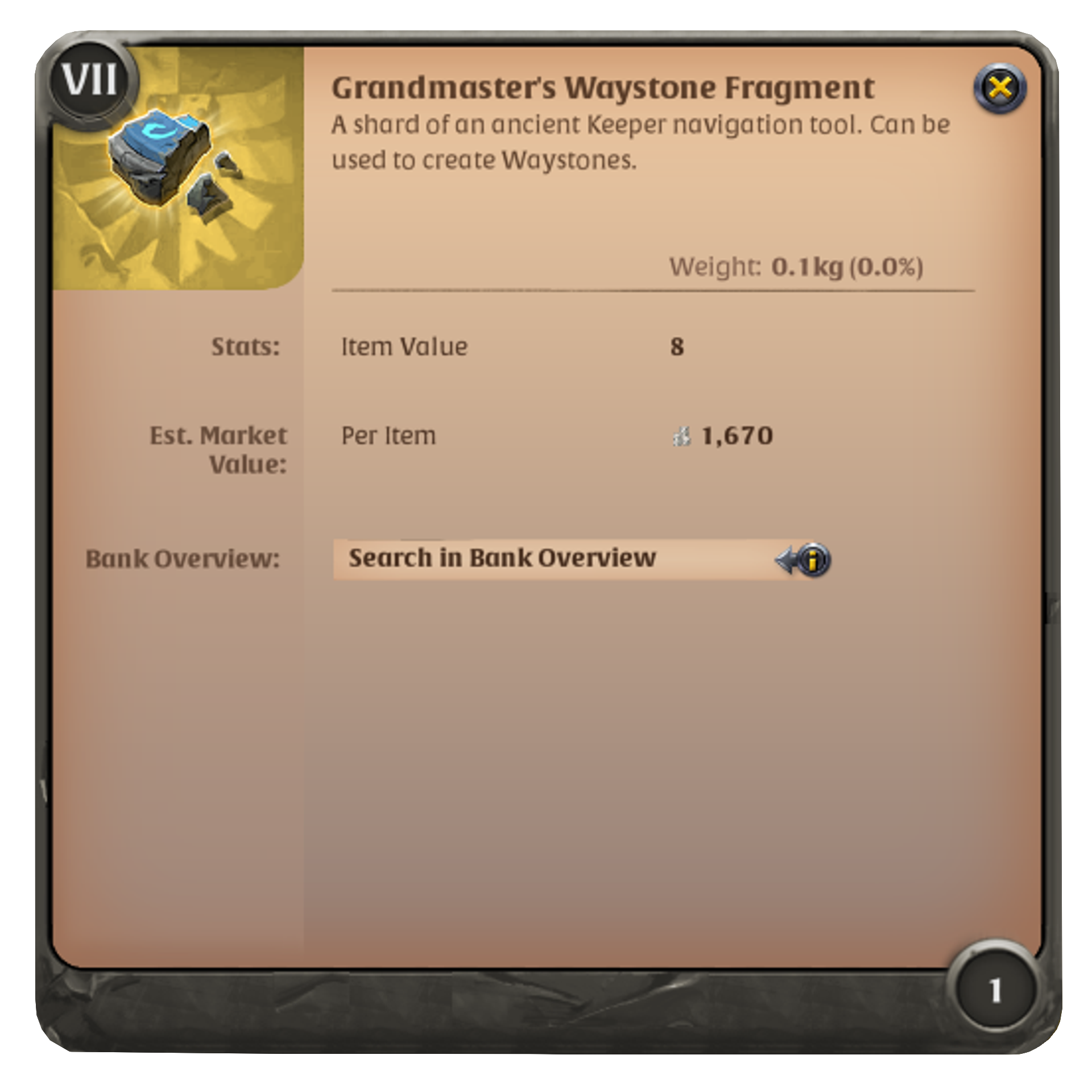 Waystone Fragment item details in Albion Online