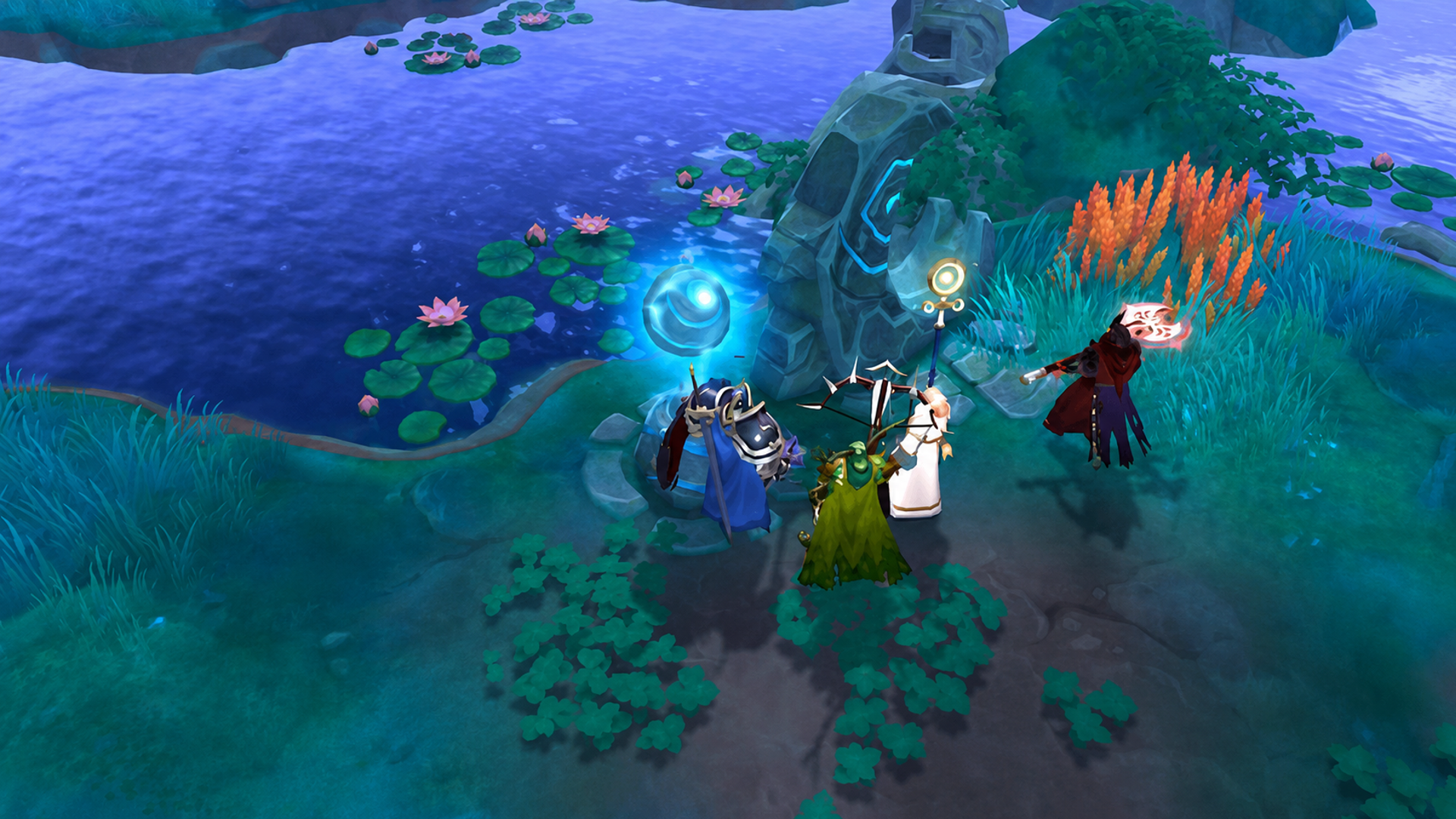 Players exploring an Ancient Lands island
